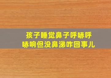 孩子睡觉鼻子呼哧呼哧响但没鼻涕咋回事儿