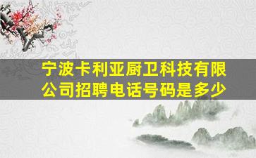 宁波卡利亚厨卫科技有限公司招聘电话号码是多少