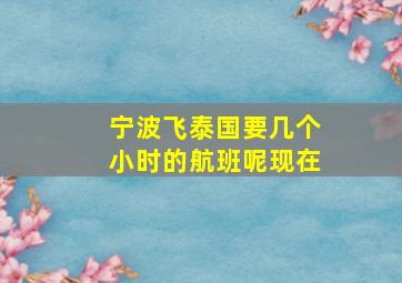 宁波飞泰国要几个小时的航班呢现在