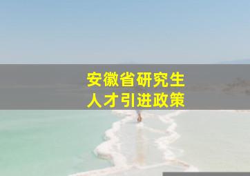 安徽省研究生人才引进政策