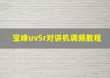 宝峰uv5r对讲机调频教程