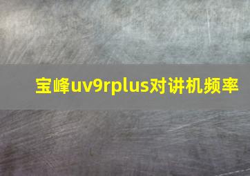 宝峰uv9rplus对讲机频率