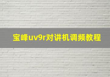 宝峰uv9r对讲机调频教程