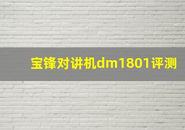 宝锋对讲机dm1801评测