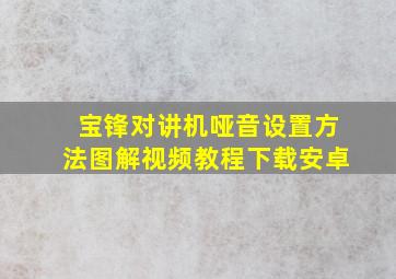 宝锋对讲机哑音设置方法图解视频教程下载安卓