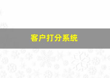 客户打分系统