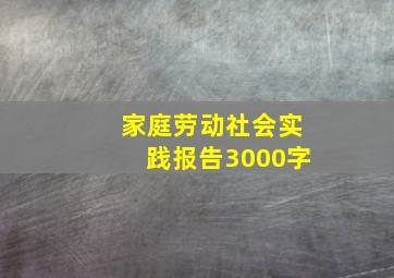 家庭劳动社会实践报告3000字