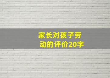 家长对孩子劳动的评价20字