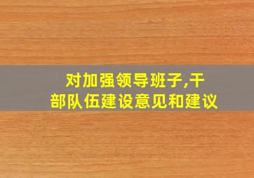 对加强领导班子,干部队伍建设意见和建议