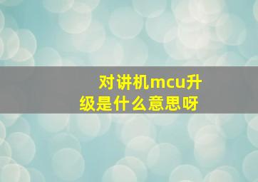 对讲机mcu升级是什么意思呀