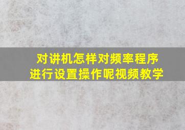 对讲机怎样对频率程序进行设置操作呢视频教学