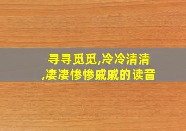 寻寻觅觅,冷冷清清,凄凄惨惨戚戚的读音