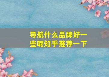 导航什么品牌好一些呢知乎推荐一下