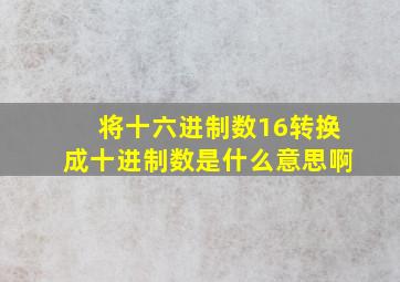 将十六进制数16转换成十进制数是什么意思啊