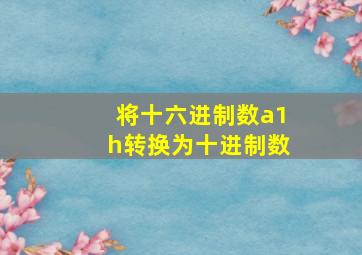 将十六进制数a1h转换为十进制数