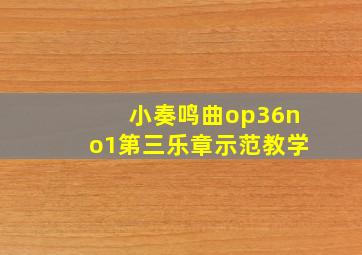 小奏鸣曲op36no1第三乐章示范教学