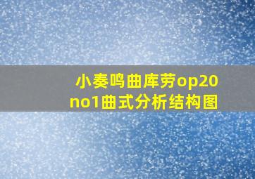 小奏鸣曲库劳op20no1曲式分析结构图