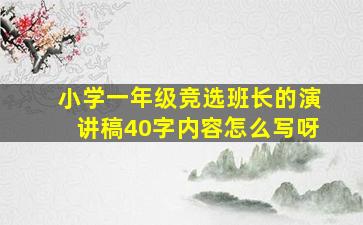 小学一年级竞选班长的演讲稿40字内容怎么写呀