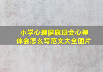 小学心理健康班会心得体会怎么写范文大全图片