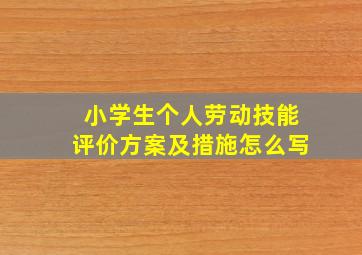 小学生个人劳动技能评价方案及措施怎么写