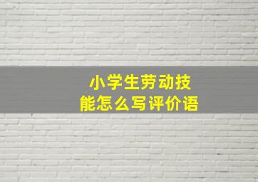 小学生劳动技能怎么写评价语