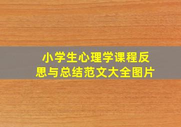 小学生心理学课程反思与总结范文大全图片