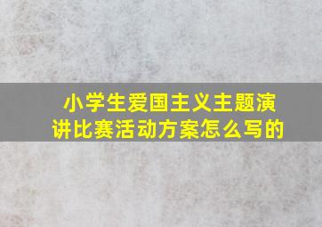 小学生爱国主义主题演讲比赛活动方案怎么写的