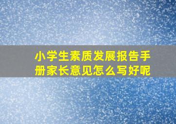 小学生素质发展报告手册家长意见怎么写好呢