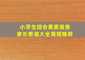 小学生综合素质报告家长寄语大全简短精辟