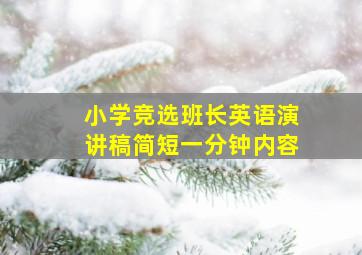 小学竞选班长英语演讲稿简短一分钟内容