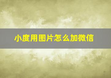 小度用图片怎么加微信