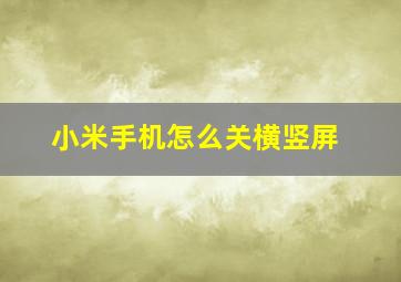 小米手机怎么关横竖屏