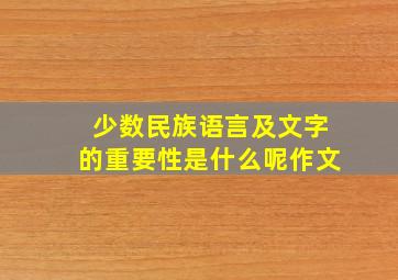 少数民族语言及文字的重要性是什么呢作文