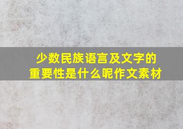 少数民族语言及文字的重要性是什么呢作文素材