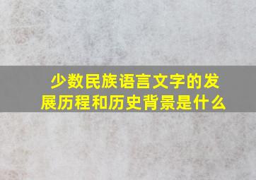 少数民族语言文字的发展历程和历史背景是什么