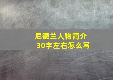 尼德兰人物简介30字左右怎么写