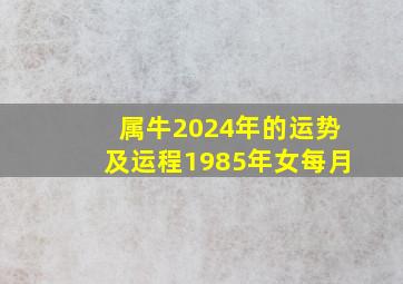 属牛2024年的运势及运程1985年女每月