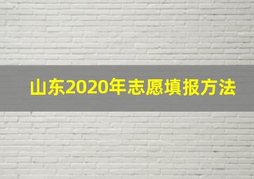 山东2020年志愿填报方法