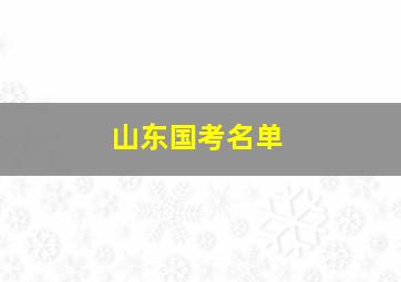 山东国考名单