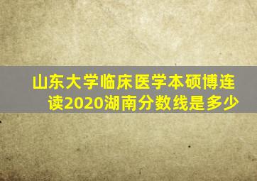 山东大学临床医学本硕博连读2020湖南分数线是多少