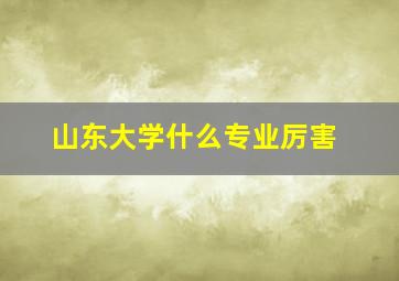 山东大学什么专业厉害