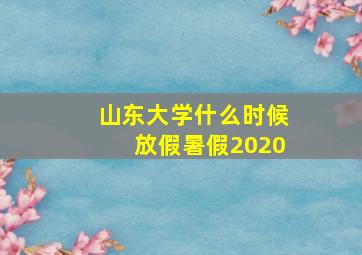 山东大学什么时候放假暑假2020