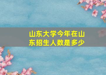 山东大学今年在山东招生人数是多少