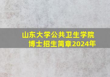 山东大学公共卫生学院博士招生简章2024年