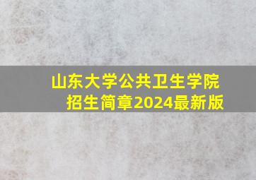 山东大学公共卫生学院招生简章2024最新版