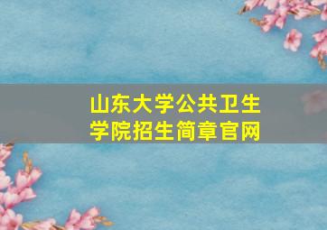 山东大学公共卫生学院招生简章官网