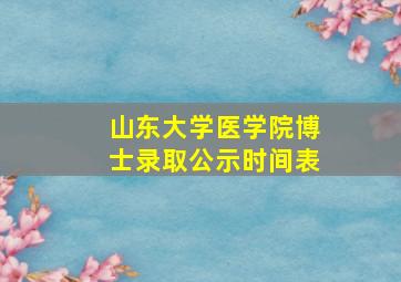 山东大学医学院博士录取公示时间表