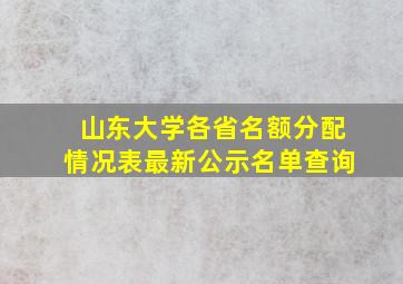 山东大学各省名额分配情况表最新公示名单查询