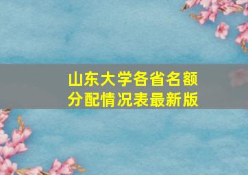 山东大学各省名额分配情况表最新版