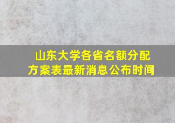 山东大学各省名额分配方案表最新消息公布时间